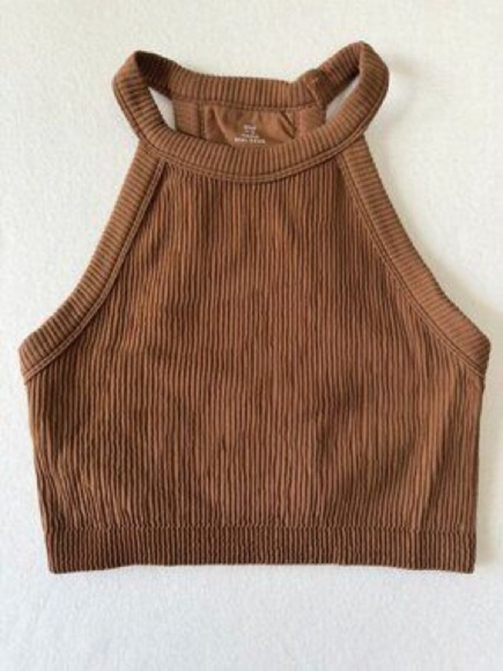 Aerie Ribbed Brown Crop Tank Top Size Large Stretch